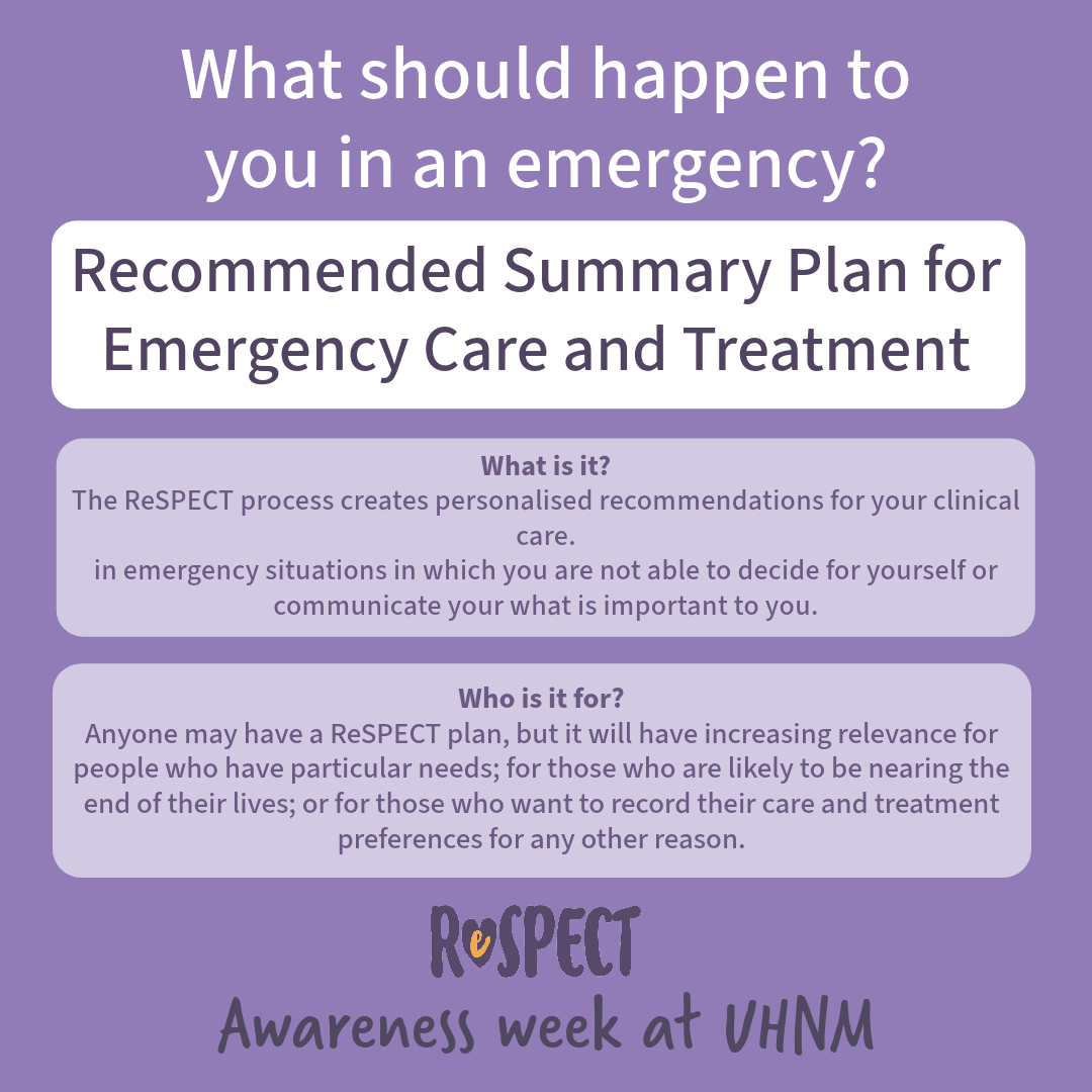 This week is ReSPECT awareness week at UHNM💜

ReSPECT is for anyone and everyone. ✅

ReSPECT gives you a voice. ✅

Find out more about the ReSPECT process here ➡️
resus.org.uk/sites/default/…