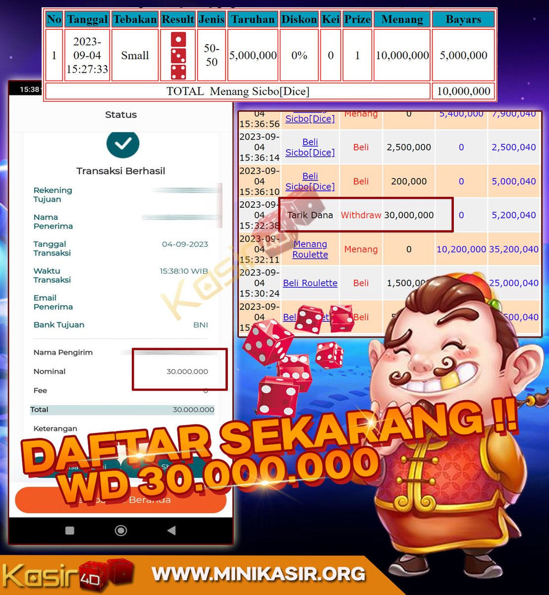LennWangsa's tweet photo. ✨ #KASIR4D ❗❗

💣 Deposit : 5.000.000
💣 Withdraw : 30.000.000
💣 Games : LIVE CASINO - SICBO

✨ CS ONLINE 24 JAM NONSTOP 🎉: 
👉 𝗟𝗜𝗡𝗞 𝗔𝗟𝗧𝗘𝗥𝗡𝗔𝗧𝗜𝗙 : https://t.co/ddPJClMjeo
Salam JP Paus , dari admin KASIR4D 😘

#infoslot #infoslotgacor #slotgacor #kasir4d https://t.co/SUdEGpGwvZ
