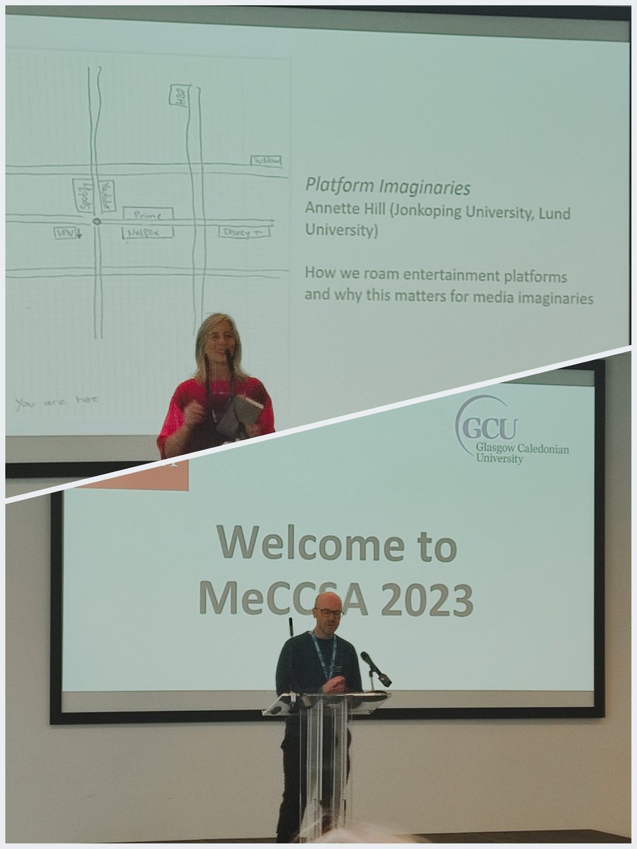 #MeCCSA2023 starting today at @Caledonianews, kicking off with a welcome by chair @einarthorsen & a lecture by Prof Anette Hill on Platform #Imaginaries. 🎉