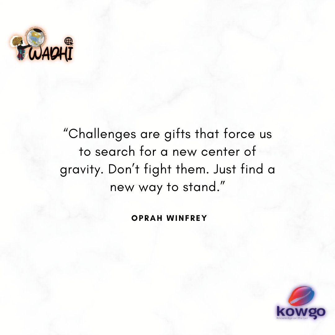 “Challenges are gifts that force us to search for a new center of gravity. Don’t fight them. Just find a new way to stand.”- Oprah Winfrey

Have a fantastic week ahead!

#mondaymotivation #wadhikowgo #womenempoweringwomen #newweek