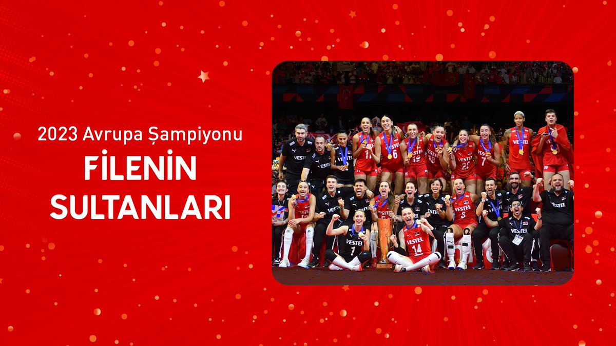credinvar's tweet photo. Cumhuriyetimizin 100. yılında, CEV Avrupa Voleybol Şampiyonası’nı kazanarak bize bu gururu yaşattıkları için Filenin Sultanları'na teşekkür ediyoruz. 🇹🇷

#Credin #FileninSultanları https://t.co/ZPMXq1khpn