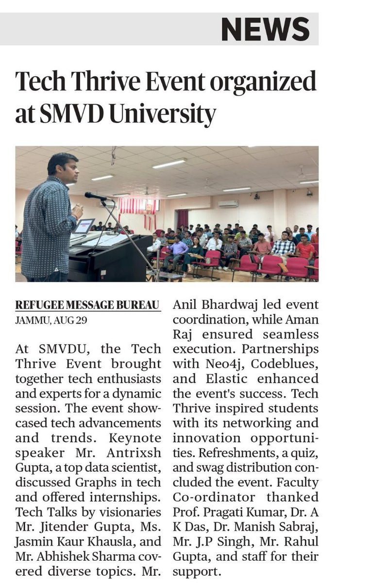 sidagarwal04's tweet image. 🚀 A Big Shout-Out to @AntrixshG! 🙌
He recently rocked the stage at @smvduofficial with a mind-blowing session on @Neo4j and Graph Databases. I am sure his expertise and passion would have left the audience all buzzing with inspiration! 💡
#CommunityRockstar #Neo4j #GraphDB