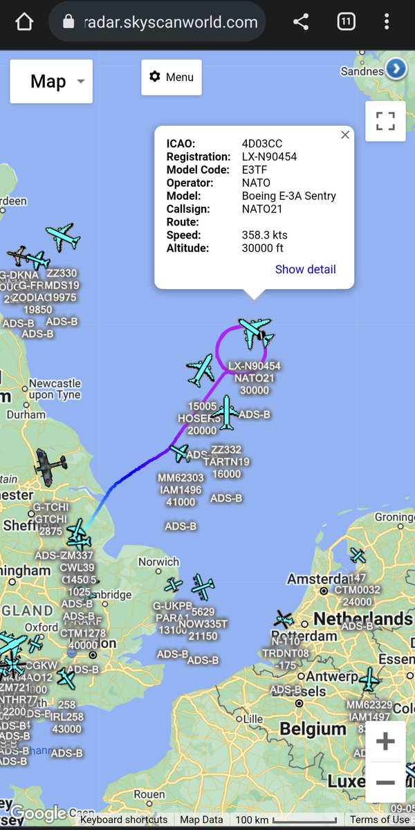 scan_sky's tweet photo. Exercise #CobraWarrior 23-2 Is A Go!
Multiple Assets Over The North Sea Participating In The Exercise.
#NATO - Boeing E-3A Sentry - LX-N90454 - #NATO21 - From RAF Waddington 🇬🇧
Italian Air Force 🇮🇹 - E-550A CAEW - #MM62303 - #IAM1496 - From RAF Waddington 🇬🇧 https://t.co/AfyIajynR8