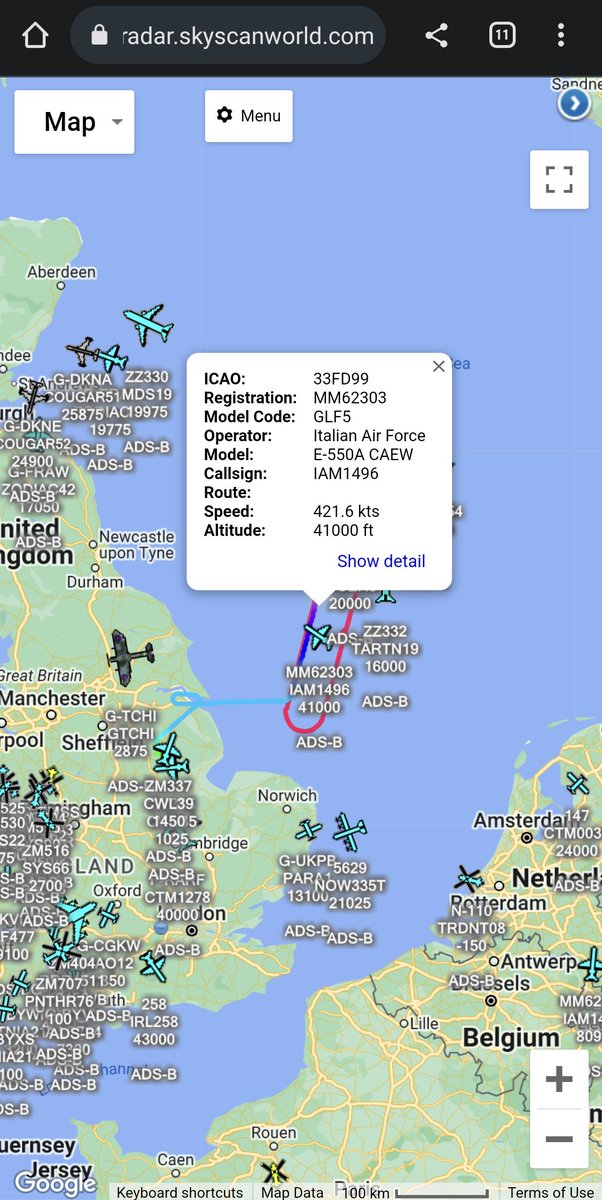 scan_sky's tweet photo. Exercise #CobraWarrior 23-2 Is A Go!
Multiple Assets Over The North Sea Participating In The Exercise.
#NATO - Boeing E-3A Sentry - LX-N90454 - #NATO21 - From RAF Waddington 🇬🇧
Italian Air Force 🇮🇹 - E-550A CAEW - #MM62303 - #IAM1496 - From RAF Waddington 🇬🇧 https://t.co/AfyIajynR8