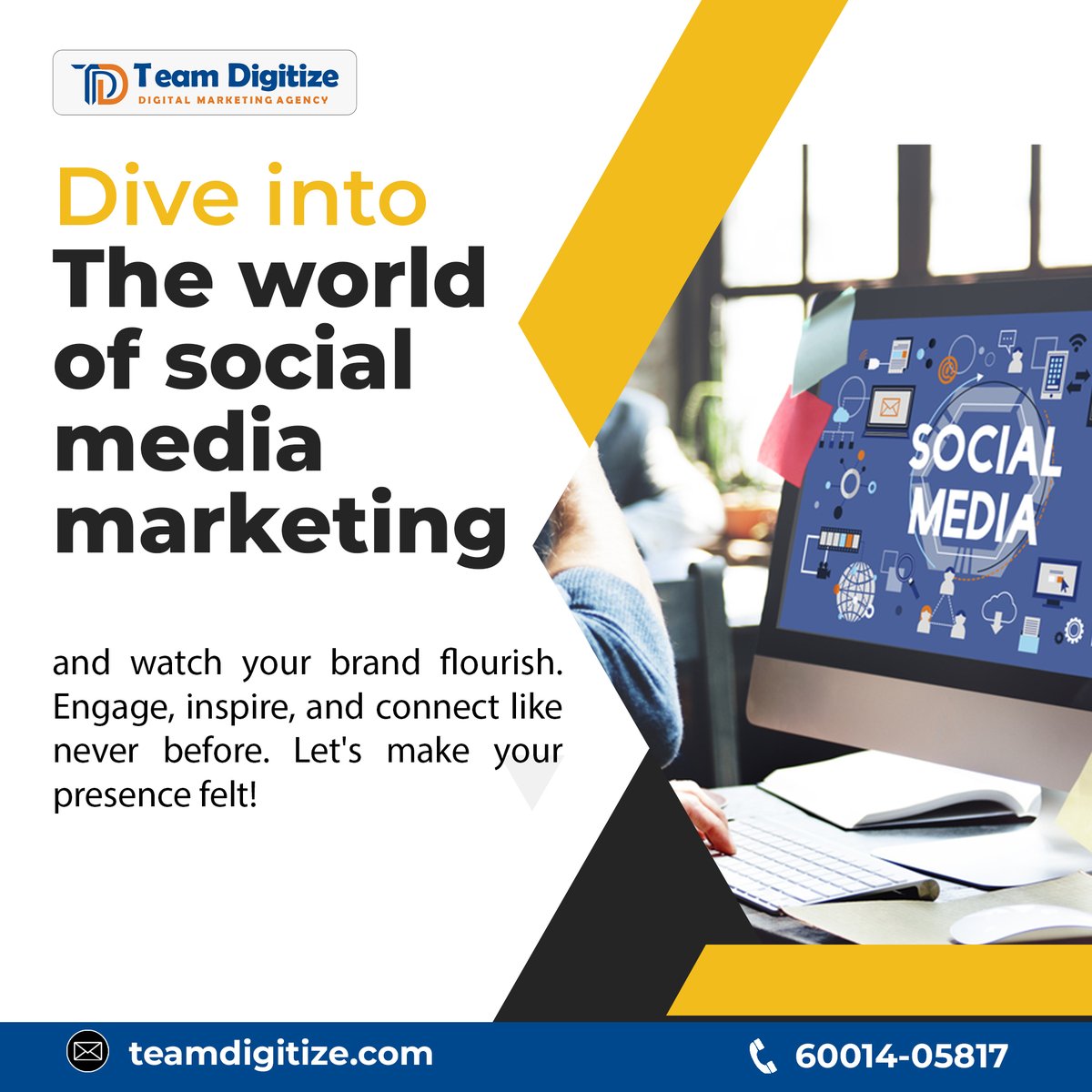 TDigitize's tweet image. Unlock the power of social media marketing and witness your brand&apos;s transformation. 

#teamdigitize #marketing #advertising #advertisingagency #marketingadvice #socialmediasucces #socialmediamarketing #socialmediamarketingagency #socialmediatips #socialmediastrategy #inspire