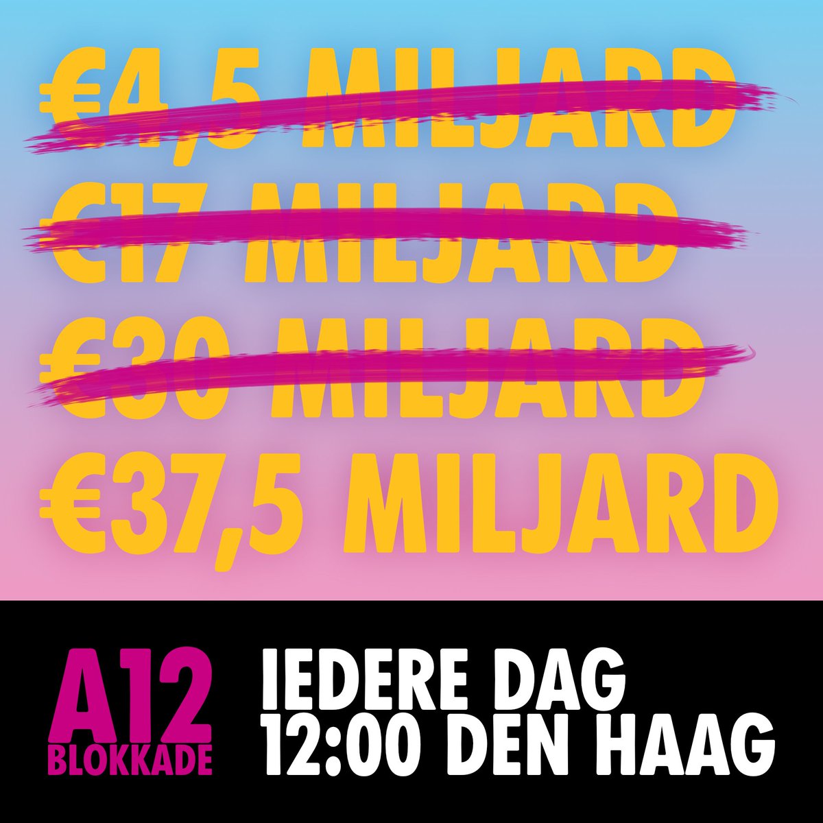 En dan nu naar 0. 

Zaterdag 9 september 12:00 #A12 Den Haag. 

#StopFossieleSubsidies #Klimaatrechtvaardigheid.