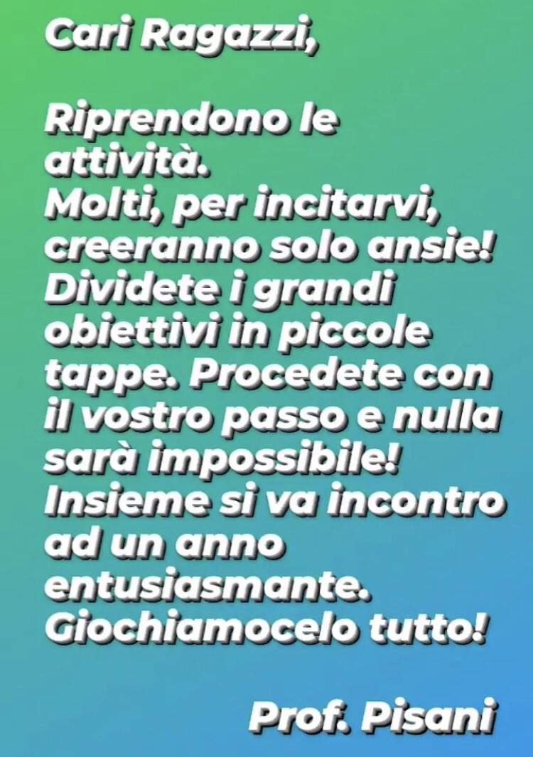 Ig del Prof. Pisani . Un augurio ed incitamento ai ragazzi che riprenderanno le scuole. #CanYamanForChildren
#BreakTheWallTour2023 
#CanYaman
