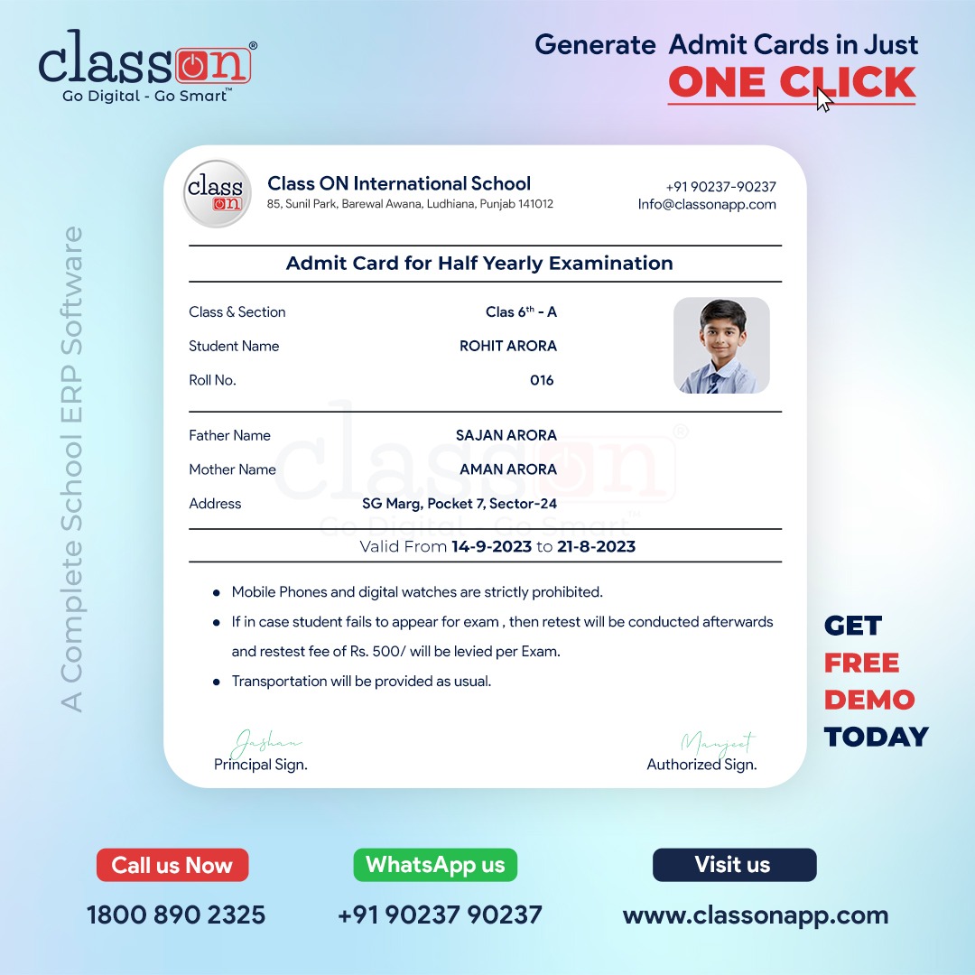 classonapp's tweet photo. A Complete School ERP Software - CLASSON
Generate Admit Cards in Just ONE CLICK, GET FREE DEMO TODAY
Call us Now : 18008902325
Whatsapp us : +91 9023790237
visit us : https://t.co/zzWlwMvDLn
#classonapp #schoolerpsoftware #school #admitcard #schoolmanagement https://t.co/mMwOcrecrP