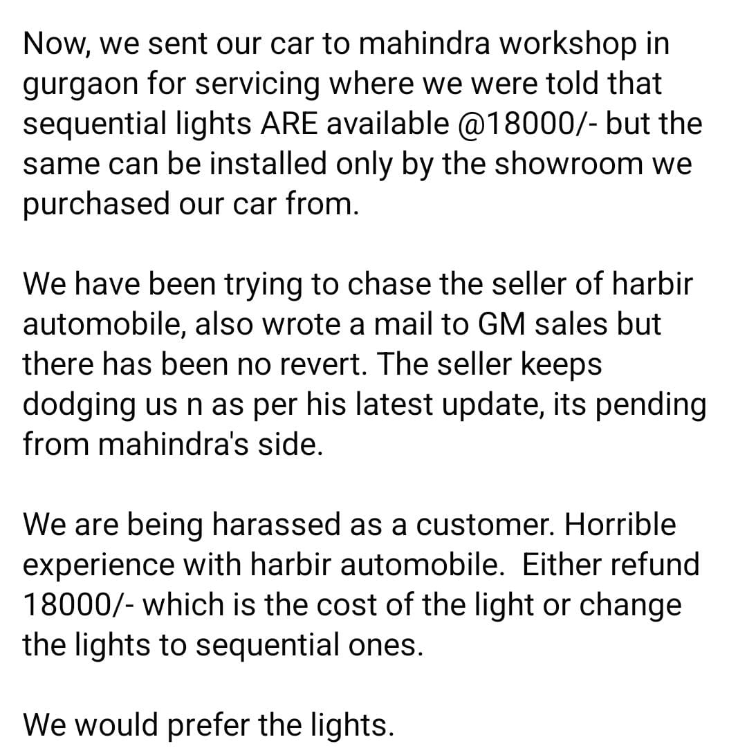 AditaAgr's tweet photo. No one is bothered to look into the matter posted on Facebook 15 days back. Did we make a mistake buying a Mahindra? @anandmahindra sir https://t.co/LRcbuo3O7R
