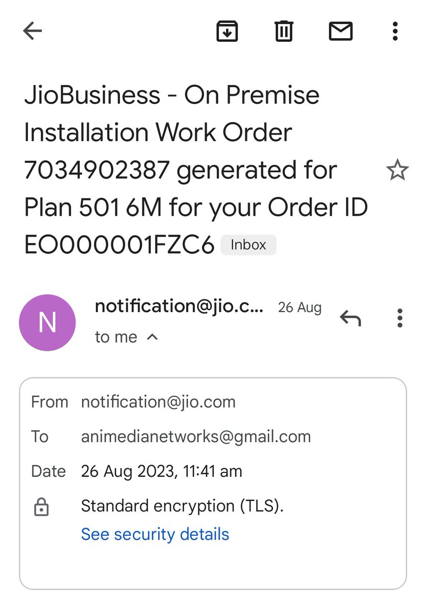 jasimmohammad_'s tweet photo. Dera JIO, Hello @JioCare
@reliancejio
@JioNews @reliancegroup @mpparimal
#JIOFiber
23 August 2023 - Verify the Document.
25 August - Complete Process, 6  Months Advance BILL DEPOSITED.
26 August - Commitment of Installation
29 August - JIO Executive Email to Company "Port BOX Not Available" on the Site, commit Solve the Problem within 7 Days.

Today, September 4....
Executive Suggestion: SEND TO REQUEST FOR REFUND ON  business@jio.com
businesscare@jio.com

JIO, WHAT TYPE OF "GUNDAGARDI"

PLEASE RESOLVE THE PROBLE ASAP. OR REFUND THE DEPOSITED AMMOUNT Today.

Regards, 
ANi Media

CC @TRAI @airtelindia @nmacc_india @GoI_MeitY @AshwiniVaishnaw @DoT_India @animedianetwork @ANI