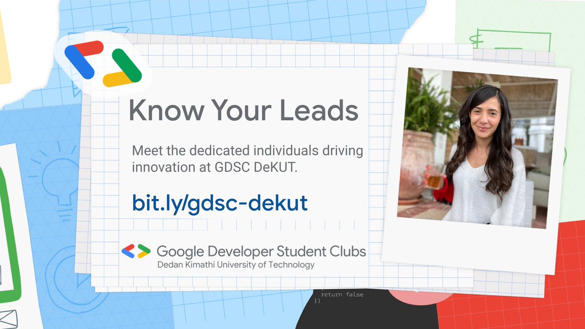 gdsc_dekut's tweet image. Get ready to meet the brilliant minds steering the ship at GDSC DeKUT! 🌟

Exceptional Stack Leads, the trailblazers who will be your guides on this thrilling journey through the tech cosmos. 🔥

#GDSCDeKUT 
#DeveloperStudentClubs 
#GoogleDeveloperStudentClubs 

cc: @Geektutor