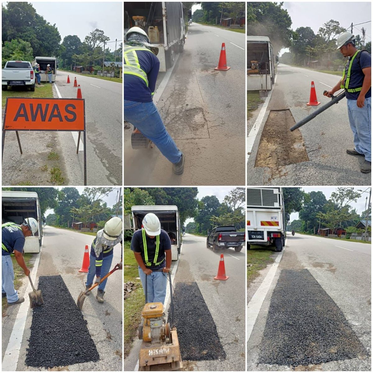 ssjv_kemaman's tweet photo. Update : 04/09/2023 (ISNIN)

Team R01 , Kerja-Kerja menampal lubang dilaluan T120 jalan beris / meraga payoh, sec 3.2, daerah Kemaman, Terengganu.

@jkrkemaman
@JKRTerengganu
@sasoakai

#SSJV
#SasoakaiResources
#YOURSAFETYISOURTOPPRIORITY https://t.co/WolCm2aSbZ