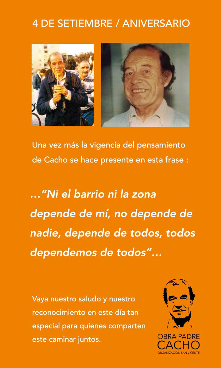Hoy y siempre el Padre Cacho nos acompaña y nos ilumina con su forma de sentir el desarrollo de la comunidad y del barrio 🙌🏻

#obrapadrecacho #solidaridad #comunidad #servicio #amor #santidad
