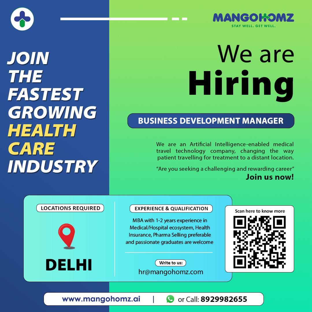 mangohomz's tweet image. We are hiring! Business development manager.

Please apply here: hr@mangohomz.com

Locations: Delhi

#hiringnow #jobs #jobvacancyalert #vacancy #delhi #jobseekers #Sales #SalesJobs
