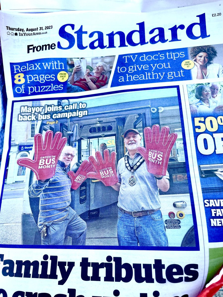 plustravis's tweet photo. Buses are front page news in Frome. https://t.co/NAmPd1emLL
