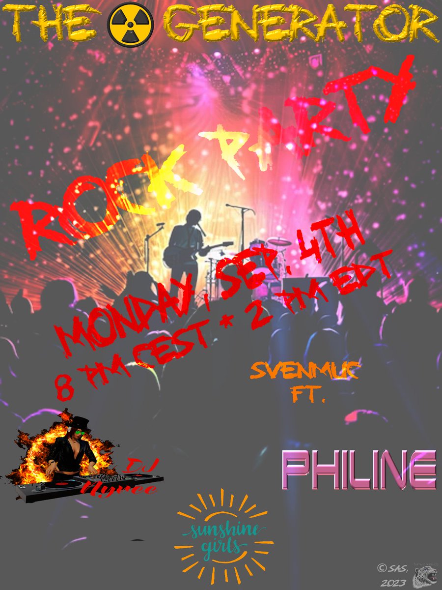 *** Rock 'n Roll NEVER dies ***
Special #RockParty
at 
<a href="/TheGENERATOR16/">The☢GENERATOR®</a>

Great tunes, music, music, music. Not much babble...  

Today, Sep. 4thst 8 p.m. CEST / 2 p.m. EDT
<a href="/3dxchat/">3DXChat</a> <a href="/MucSven/">MucSven3DXChat</a> <a href="/AndreaMarie77/">AndreaMarie</a> 
#3dx #3dxchatgame #3dxchatlife