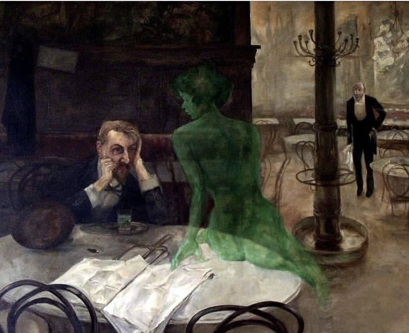 AcademiaAesthe1's tweet photo. The Absinthe Drinker, 1901. by Viktor Oliva https://t.co/vMuQCph214
