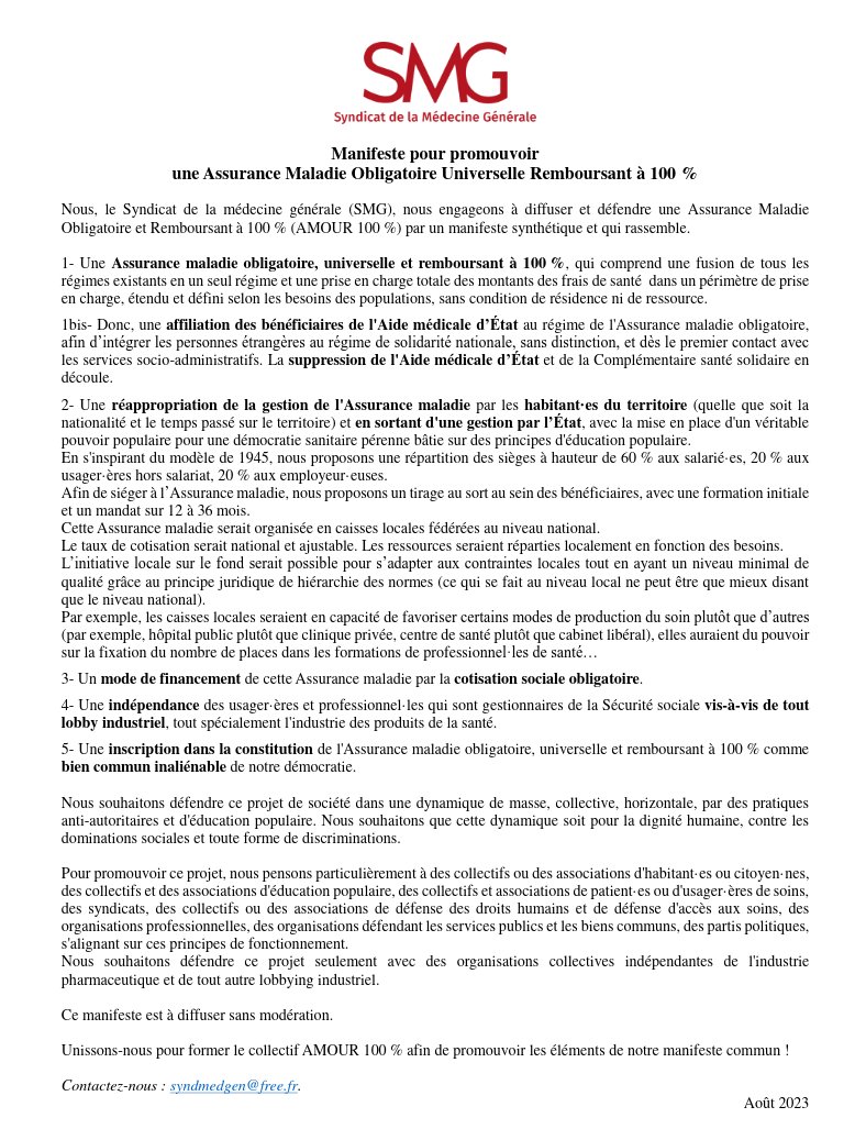 ReseauSalariat's tweet photo. Superbe communiqué du syndicat de la médecine générale, qui porte une vision de la santé réellement émancipatrice et universelle 😍 https://t.co/qyogglenUQ