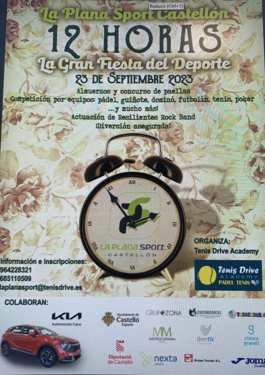 playadelpinar's tweet photo. 📣 Se acerca la fiesta del año: *las 12 HORAS de La Plana Sport Castellón*

📆 El sábado 23 de Septiembre
🥳 Diversión asegurada con almuerzos, concurso de paellas, competiciones por equipos y música en directo:

🎙️ *Resilientes rock band* https://t.co/j9f0Yo1KeN