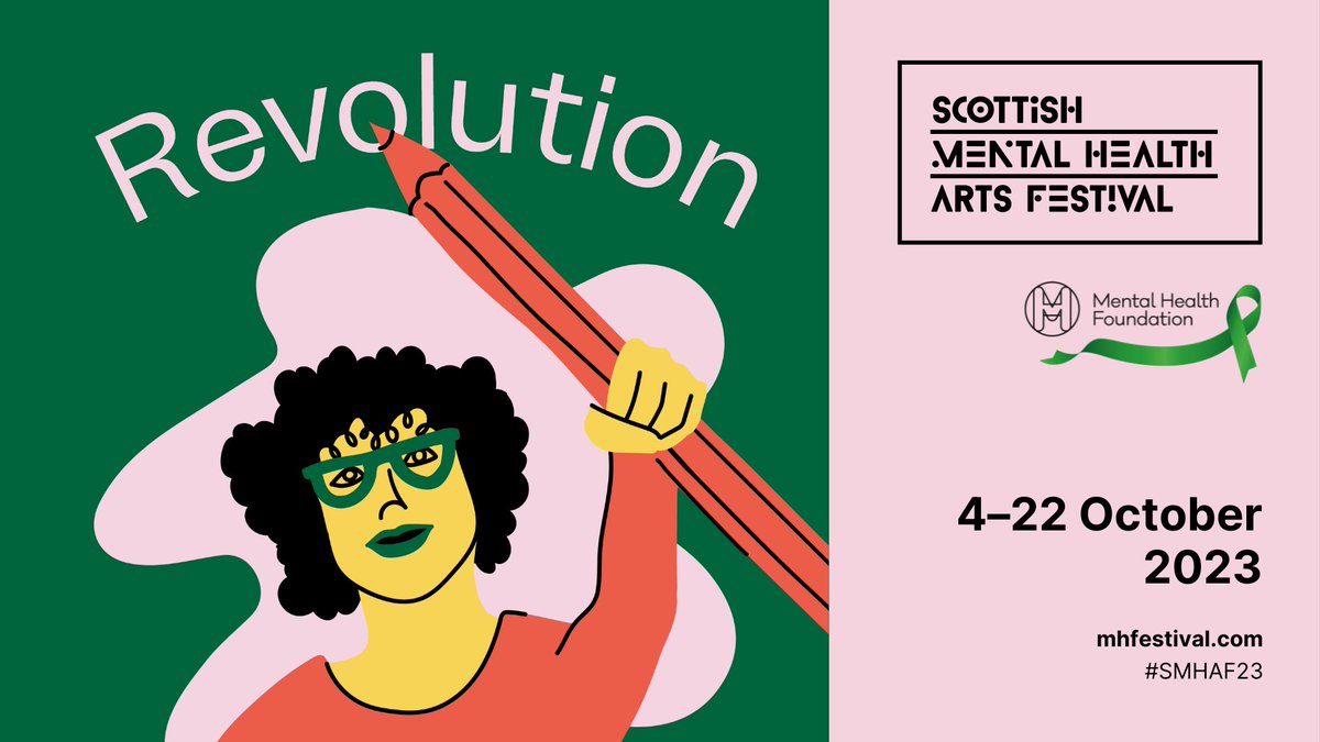 🎉 The 2023 Scottish Mental Health Arts Festival programme is now online! 180 multi-arts events are taking place across Scotland from 4-22 October, exploring the theme of ‘Revolution’. You can browse the programme and book tickets at mhfestival.com/events/ #smhaf23