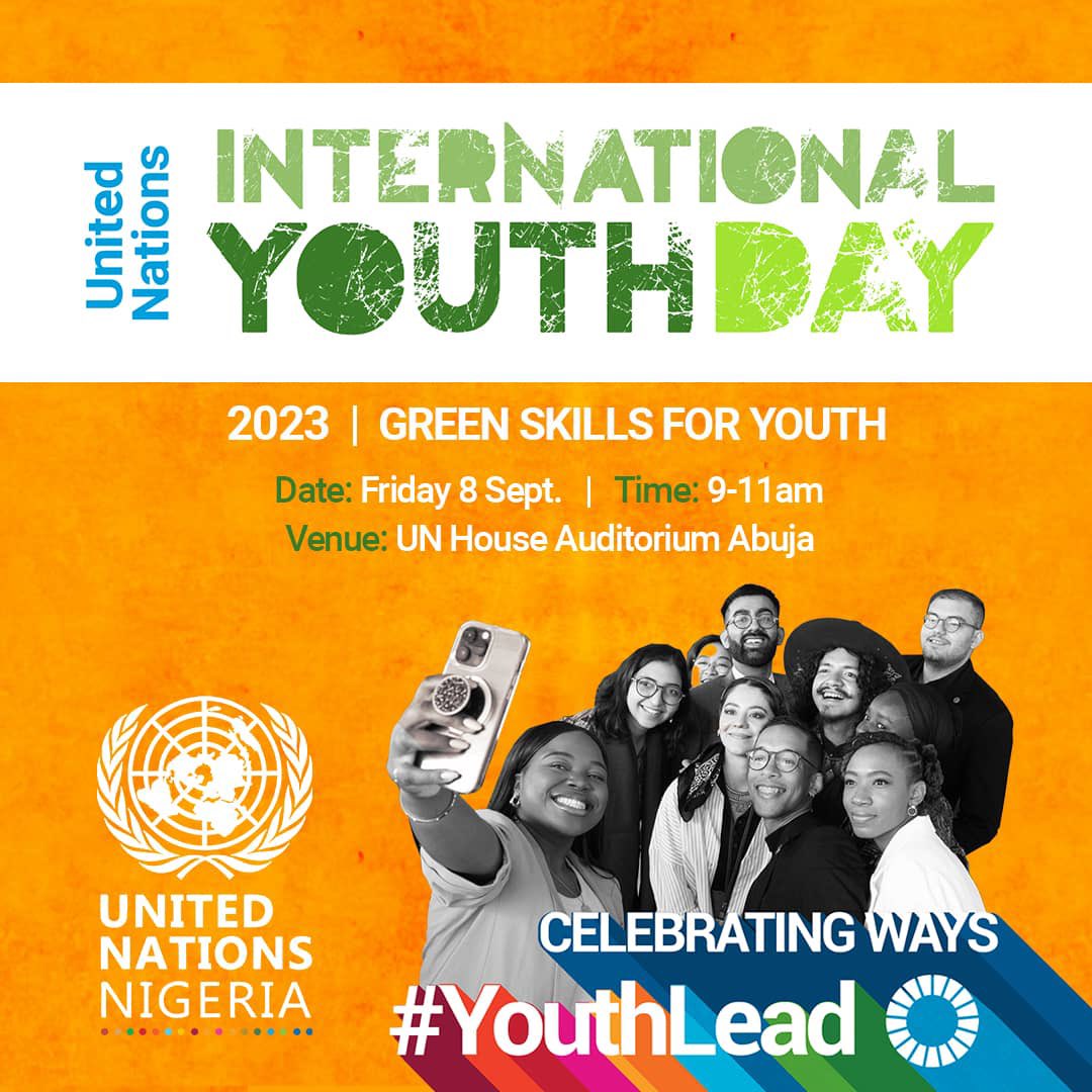 UNODC_Nigeria's tweet photo. We’d like to invite few youth leaders resident in Abuja to the Int’l Youth Day commemoration by @UN Interagency group🇳🇬 on Friday. If you’re passionate about green skills, quote this tweet &amp; briefly tell us why you’d love to attend.

Use the hashtag #UNYouthDayNG https://t.co/JDbCBErv5g
