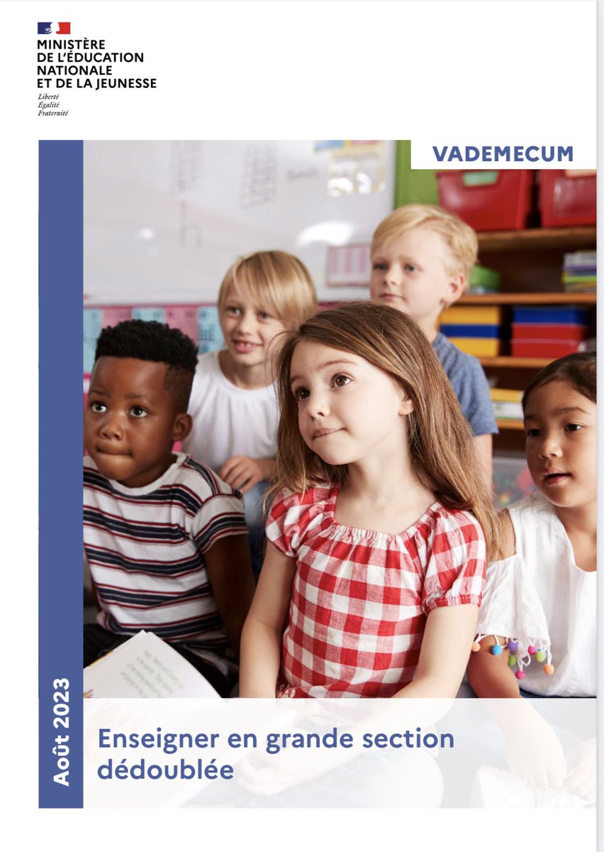 🔴✌️❤️Les classes dédoublées sont la pointe avancée d'une ambition pour ts les élèves : renforcement des savoirs et justice sociale. 

Un nouveau vade-mecum grande section de maternelle pour projeter les élèves avec confiance vers le CP.
👇👇👇👇

eduscol.education.fr/146/100-de-reu…