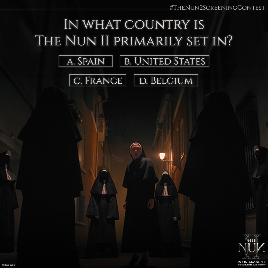 Question 1 of the #TheNun2ScreeningContest. ​
Be the first one to uncover the truth behind the greatest evil! ​
​
Participate NOW and stand chance to win passes to #TheNun2PremiereIndia. ​

Rules in the comments below👇
 
#WarnerBrosIndia #TheNun #Horror #Valak #ContestAlert
