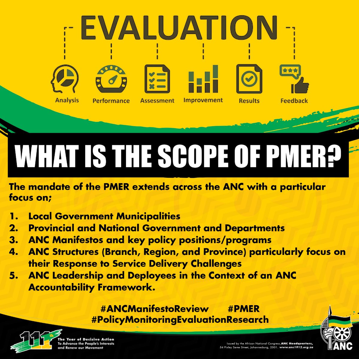 MaropeneRamo's tweet photo. What is the Policy, Monitoring, Evaluation, and Research Unit (PMER) in the ANC?
#ANCManifestoReview
#PMER
#ANCatWork https://t.co/8j3D66v5QU