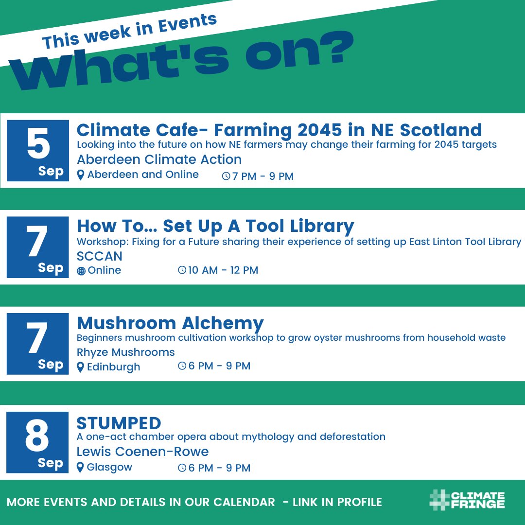 ClimateFringe's tweet image. What's On! 🌻

Climate, nature and sustainability events across Scotland.

#Whatsonscotland #climateevents #climateventsonline #makepolluterspay #climatecafe #climatecafescotland

@AbzClimate @ScotCCAN @LewisCoenenRowe @globaljusticesc @RhyzeMushrooms