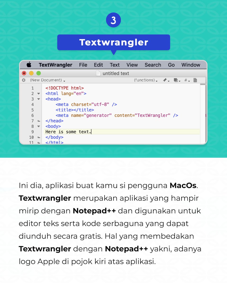AccelistEdukasi's tweet image. -c-

Lebih kerenkan kalo bisa belajar nulis kode html sat set~ 😎⁣⁣⁣⁣
⁣⁣⁣⁣
#aplikasicoding #html #programmer #programming #pemrograman #belajarcoding #workshopaedu #accelistedukasiindonesia