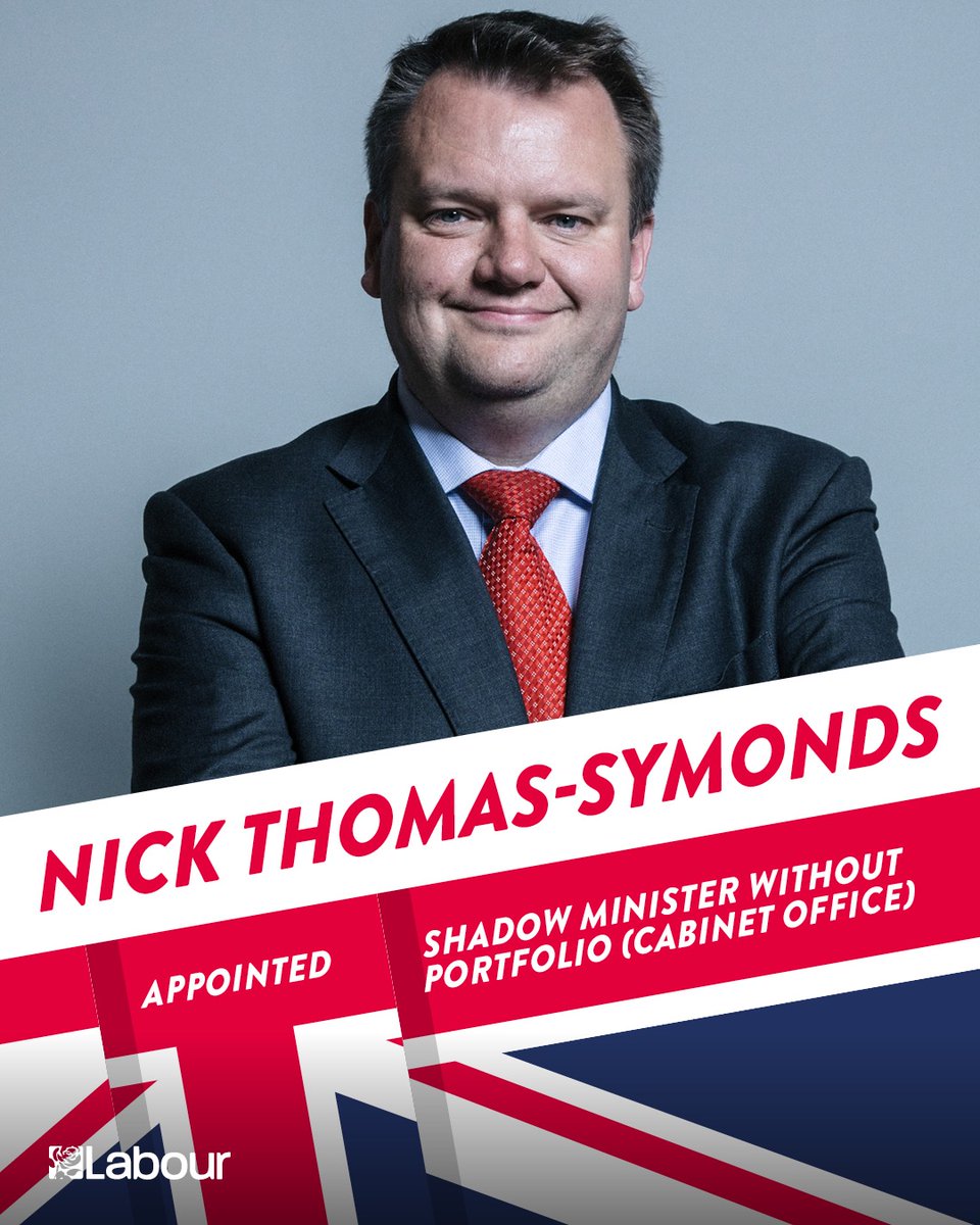 The Labour Party (@uklabour) on Twitter photo Nick Thomas-Symonds MP <a href="/NickTorfaen/">Nick Thomas-Symonds</a> has been appointed Shadow Minister without Portfolio in the Cabinet Office. Nick Thomas-Symonds MP <a href="/NickTorfaen/">Nick Thomas-Symonds</a> has been appointed Shadow Minister without Portfolio in the Cabinet Office.