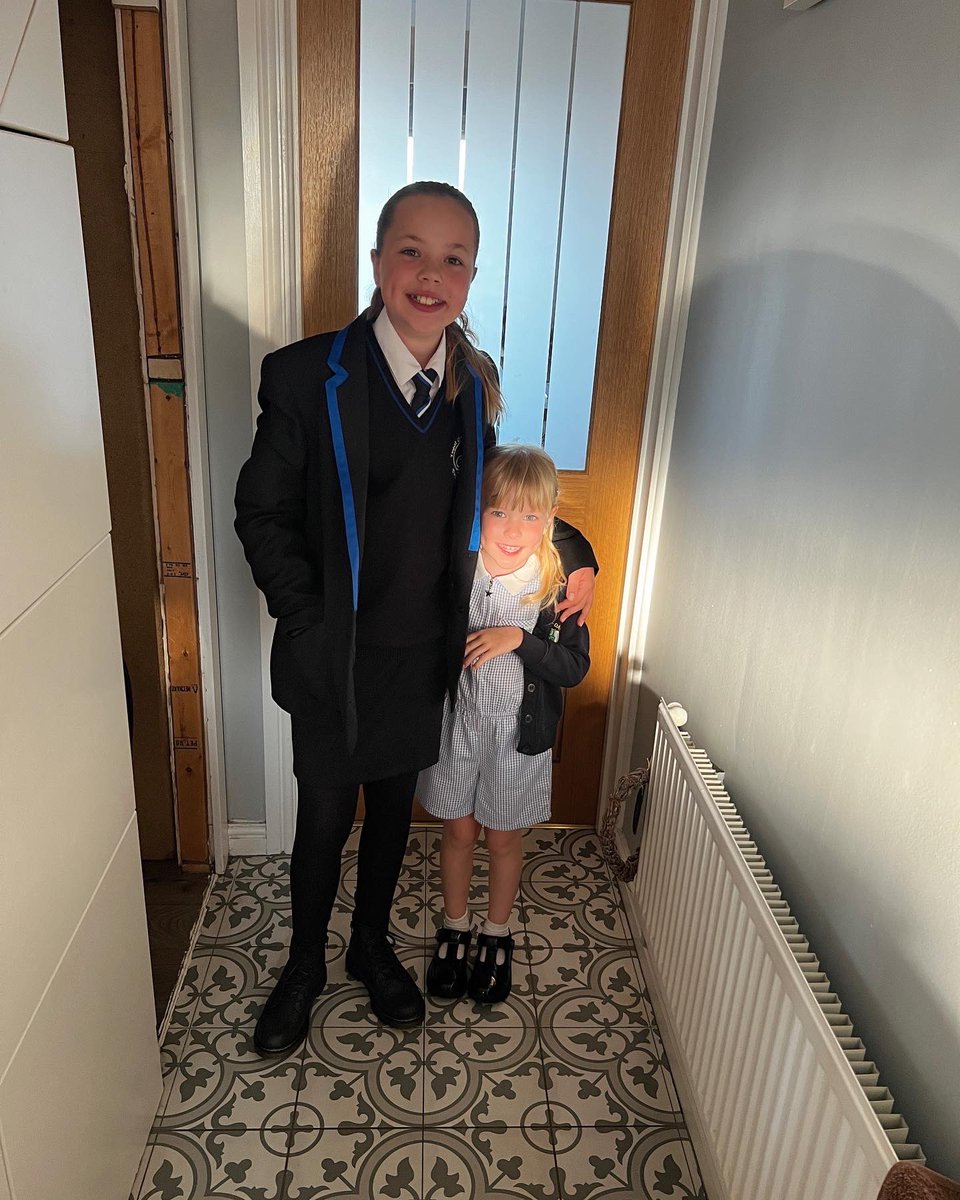 km_stanford's tweet photo. Big day for both girls today; Year 1 for Violet and Year 7 for Isabelle 🏫 
First breakfast club for Violet without her sidekick 🥞 @RhiwSyrDafydd https://t.co/d4UCSeNITC