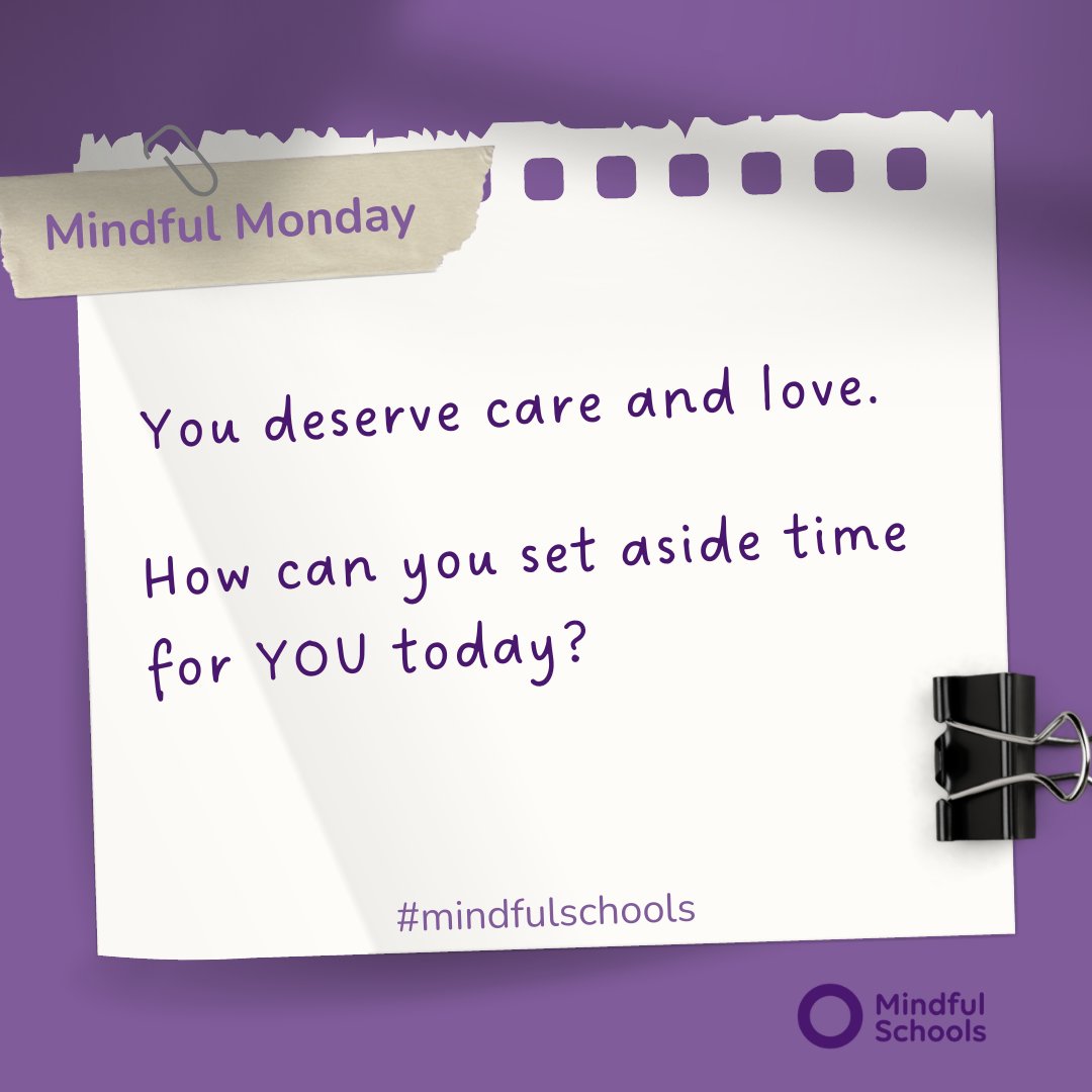 Welcome to the first Mindful Monday from Mindful Schools! This school year, we’re sending a weekly gift of inspiration. Sign up to receive Mindful Monday in YOUR inbox! bit.ly/3L6ngd8

#mindfulmonday #mindfulschools #mindfulteacher #wellbeing #selfcare #edchat