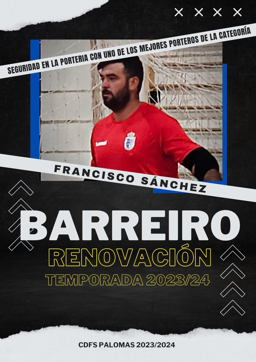CDFS_Palomas's tweet photo. 📣 OFICIAL

Francisco Sánchez (Barreiro) renueva con el club un año más. El portero nacido en Palomas continuará una temporada más defendiendo el marco de nuestro equipo. Uno de los mejores porteros bajo palos de la categoría dando una seguridad que otros pocos puede dar. 🤍💙💪🏾 https://t.co/G8u0Ea12Qp