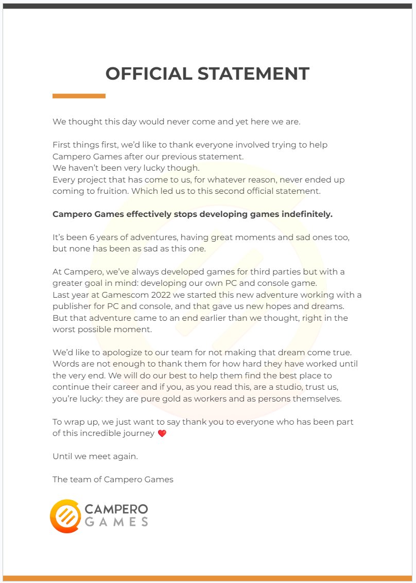 Un mensaje del equipo de Campero Games.
Hasta que nos volvamos a ver.