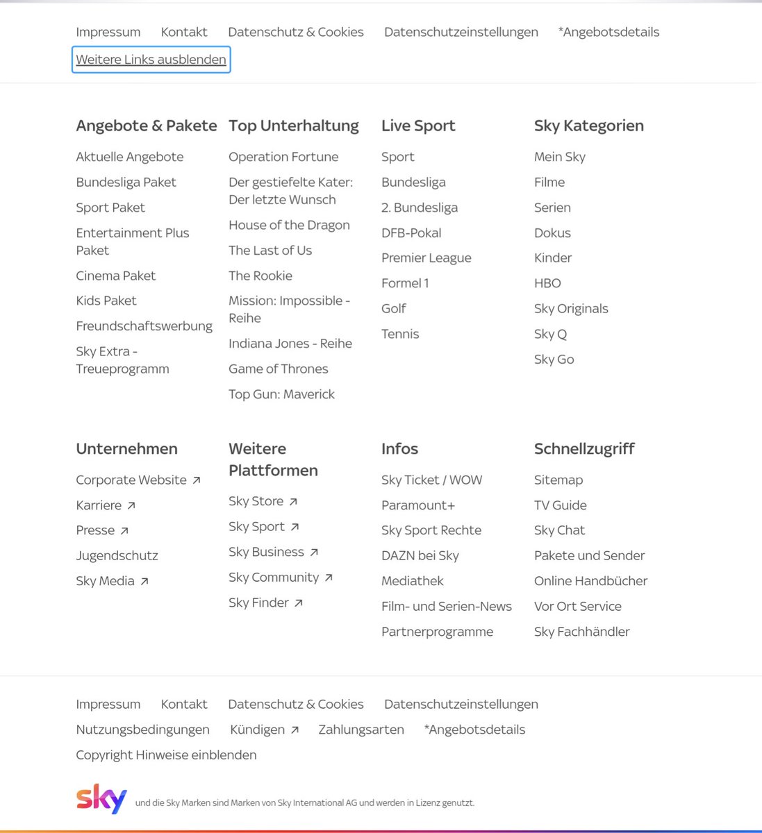 SyndikusFuzzi's tweet photo. @SkyDeutschland Danke, gefunden (Suchbild unten)! Aber mal ehrlich, muss das denn wirklich so versteckt sein? Andere machen das doch auch prominent im Account. Klar, Vertrieb und Co. finden es Mist, aber manchmal muss man auch mit der Zeit gehen. Die Kunden bleiben schon, wenn das Angebot passt. https://t.co/UFKfHwlBkd