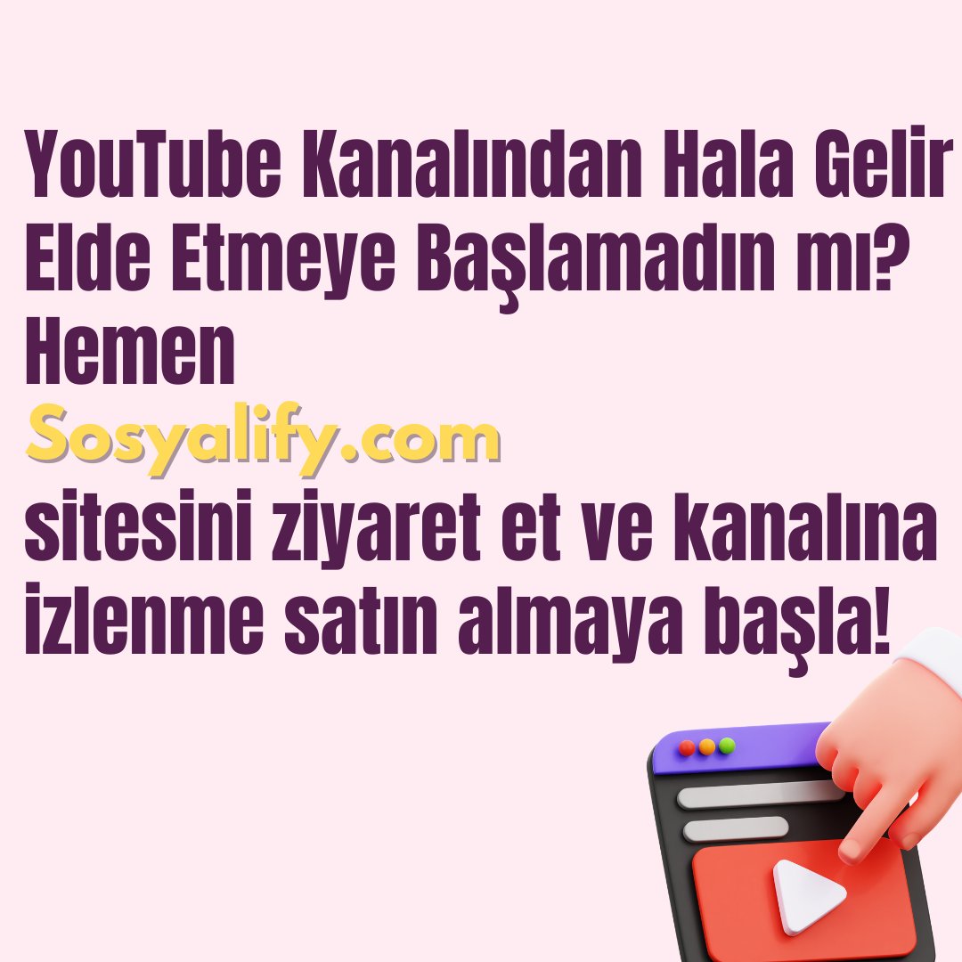 Ssosyalify's tweet photo. YouTube kanalınızın para kazanmaya aktif hale gelmesi için kanalınızın en az 4000 saat izlenmeye sahip olması gerektiğini biliyor muydunuz?Hala kanalınız para kazanmaya aktif değilse hiç beklemeden sitesimizi ziyaret edin ve YouTube 4000 saat izlenme paketlerinden faydalanın. https://t.co/CZUtItVfFQ