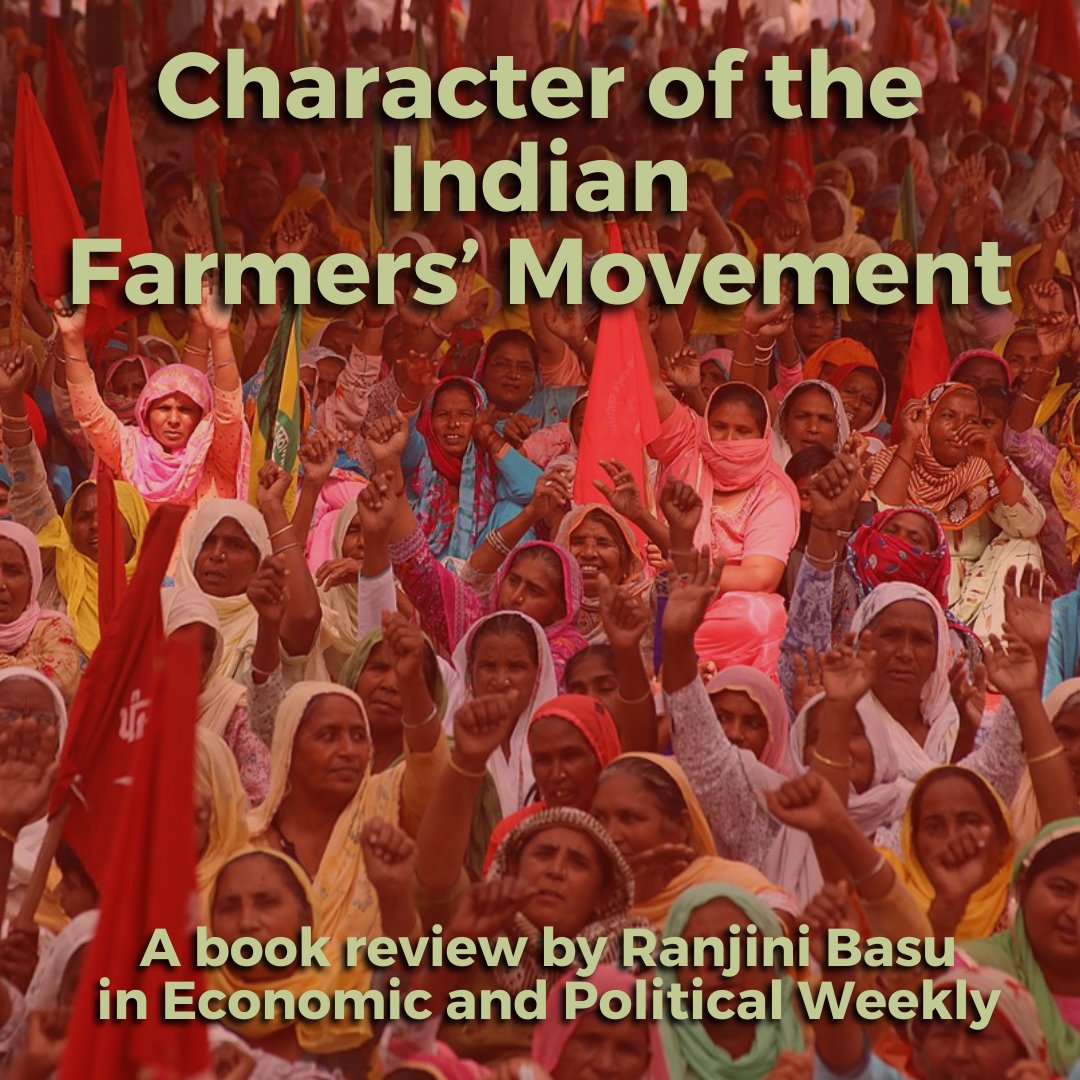 Our collaborator, @ranjini_basu ( Garware Postdoctoral Fellow, University of Pennsylvania Institute for Advanced Study of India @CASIPenn ) recently reviewed Amit Bhaduri's book 'The Emerging Face of Transformative Politics in India: Farmers’ Movement' in the @epw_in . 1/5