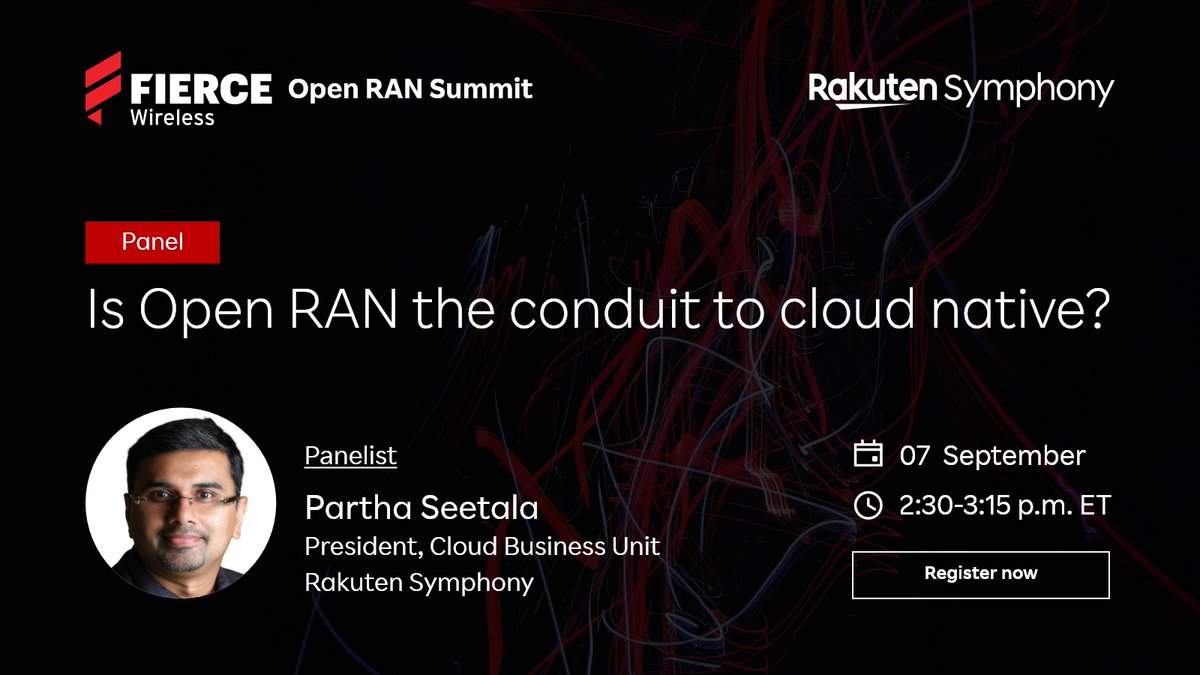 Watch @parthaseetala, President, Cloud BU at the Fierce Wireless Open RAN Summit as he joins industry experts in a panel discussion: Is Open RAN the Conduit to Cloud Native?

Register and tune into this exciting session today: lnkd.in/gjmk7FUs

#cloudnative #OpenRAN #event