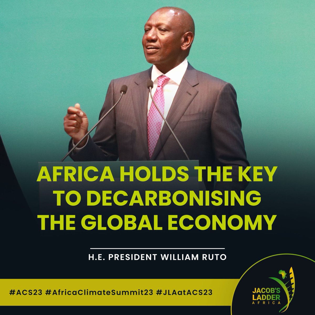 Jacob's Ladder Africa (@jacobsladder_a) on Twitter photo Africa holds the key to decarbonising the global economy - H.E. President William Ruto <a href="/WilliamsRuto/">William Samoei Ruto, PhD</a> at the Africa Climate Summit <a href="/AfClimateSummit/">Africa Climate Summit</a> opening ceremony.
#KICC #ClimateChange #ACS23
#AfricaClimateSummit23 #JLAatACS23 Africa holds the key to decarbonising the global economy - H.E. President William Ruto <a href="/WilliamsRuto/">William Samoei Ruto, PhD</a> at the Africa Climate Summit <a href="/AfClimateSummit/">Africa Climate Summit</a> opening ceremony.
#KICC #ClimateChange #ACS23
#AfricaClimateSummit23 #JLAatACS23