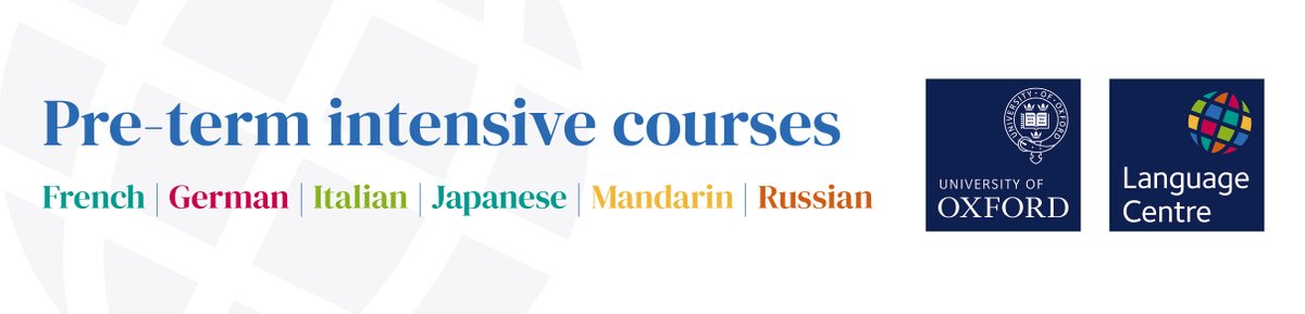 Enrolment for our pre-term Intensive beginner courses in #French #German #Italian #Japanese #Mandarin & #Russian closes at noon on Thursday. Teaching takes place 11-28 Sept, entirely online. Sign up now and boost your language skills, wherever you are. lang.ox.ac.uk/modern-languag…