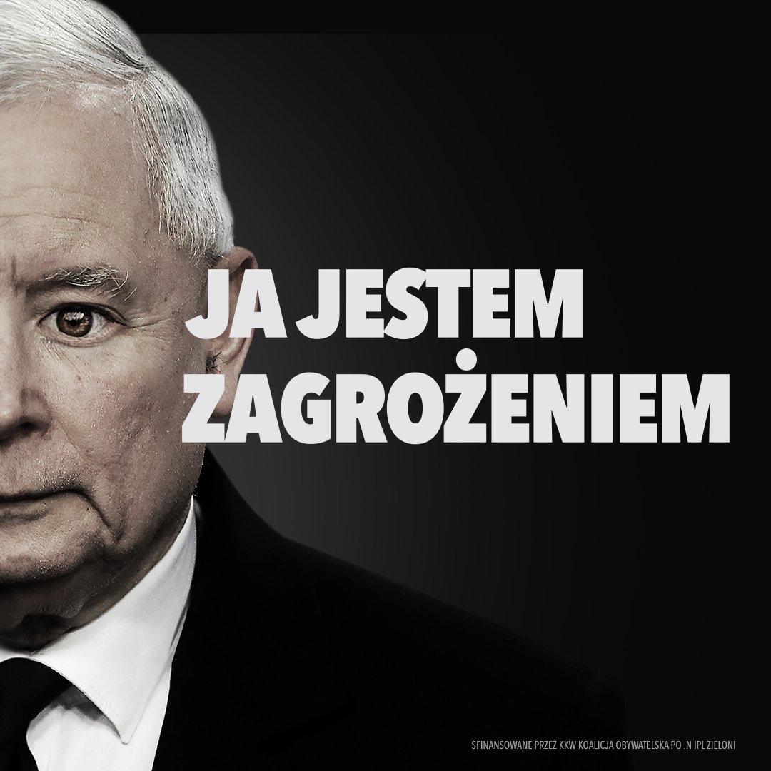 To Kaczyński jest zagrożeniem! Zagrożeniem dla Twoich dzieci. Zagrożeniem dla Twojej rodziny. Zagrożeniem dla Twojego zdrowia. Zagrożeniem dla Twojego portfela. #ZagrozeniePiS czyha na Ciebie codziennie! 15 października idź na wybory, skończ z tym zagrożeniem!