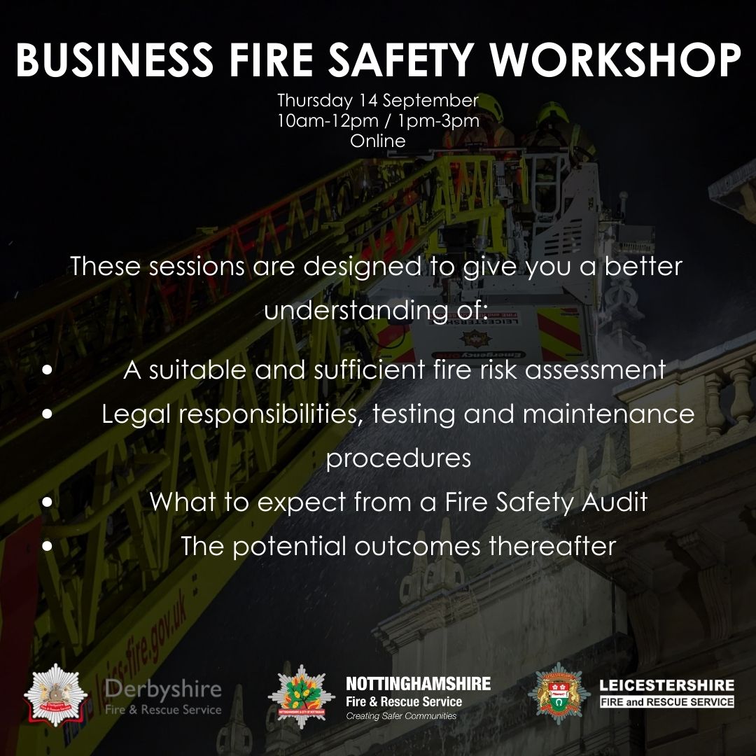 Business Fire Safety Workshop 2023! 🧯 Two workshops will be held on Thursday 14 September from 10am-12pm and 1pm-3pm. Tickets are available here: eventbrite.co.uk/e/business-fir… #BusinessSafety #FireSafety #OnlineEvent