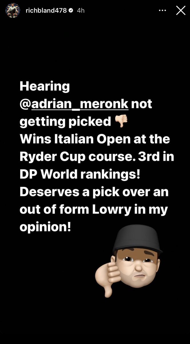 NUCLRGOLF's tweet photo. 🚨🏆🇪🇺 LIV golfer Richard Bland is not happy about Adrian Meronk being left off the European Ryder Cup team and says Meronk deserves a spot over Shane Lowry. @LowryTracker https://t.co/O5AoS1N5er