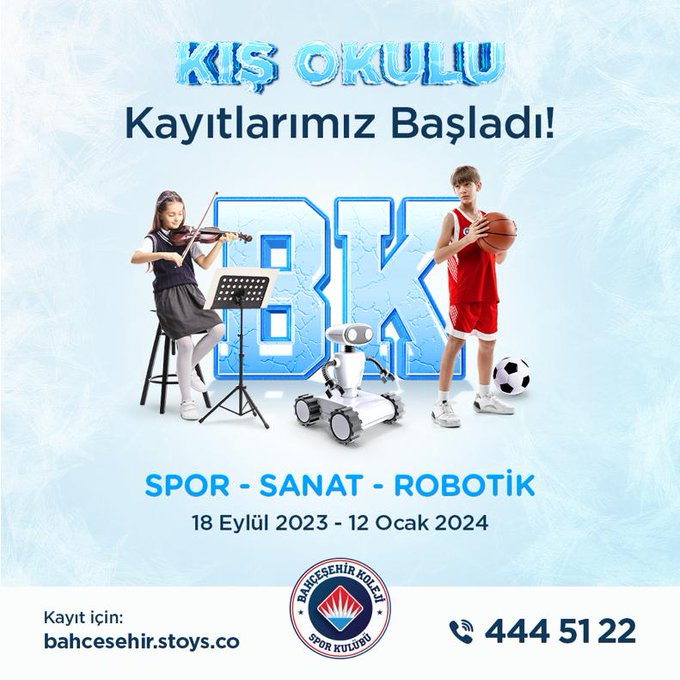 BKkarsiyaka's tweet photo. ⛹🏻‍♂️ Spor 🎨Sanat 🤖 Robotik alanlarında birbirinden keyifli eğitimlerin yer aldığı Kış Okulu Kayıtlarımız Başladı!

Kayıt için 👉🏻https://t.co/NQWZfqldbP

#BKSKKışOkulları
#BKSKSporOkulları https://t.co/mx3pTYAtpP