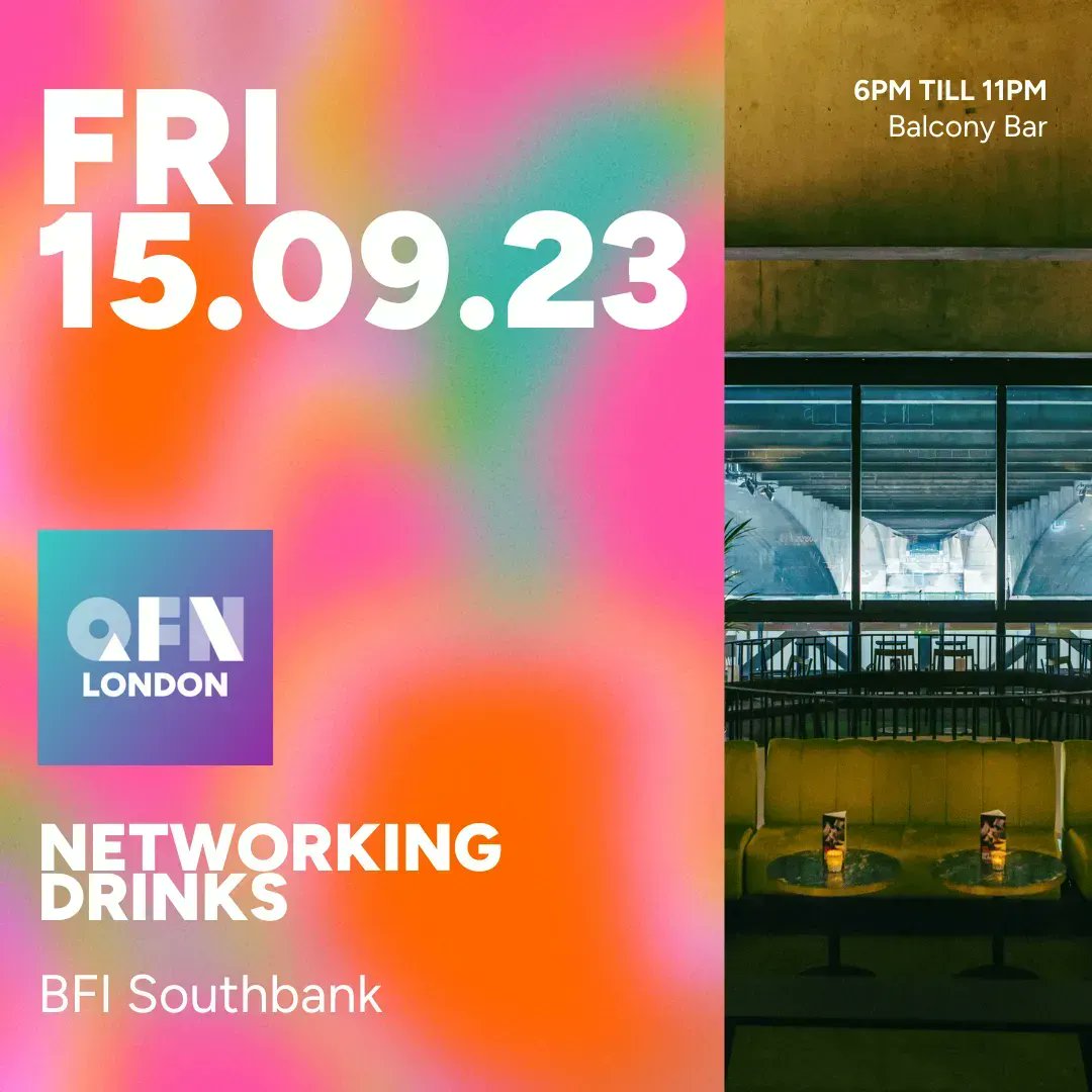 Luke and I are excited to announce our upcoming London event, which will be an evening of networking drinks on Friday 15th September 6pm - 11pm at the BFI Southbank - Book here: buff.ly/44CH66z 
#queernetwork #queer #queerfilmmaking #filmmaking #queerfilm #queerlondon