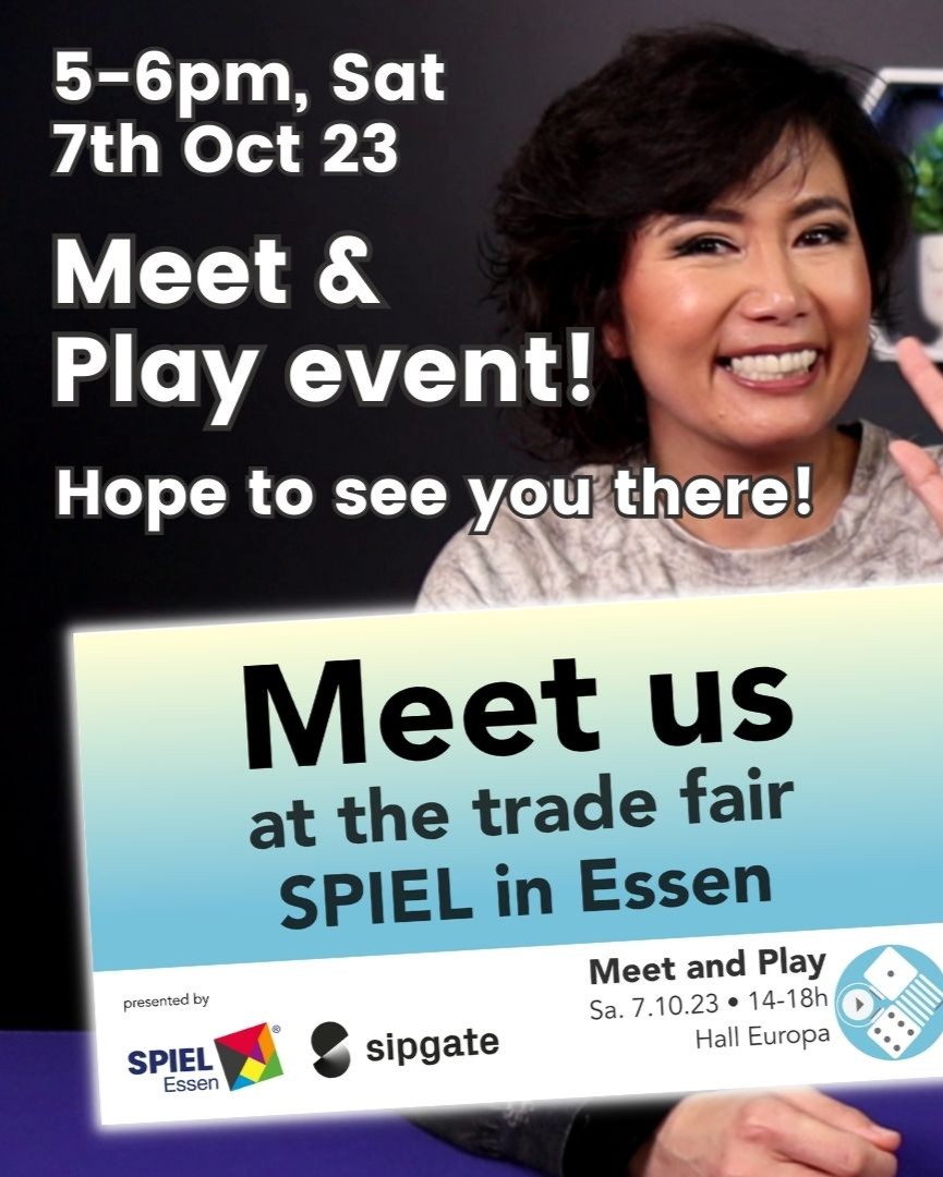 So excited that <a href="/SPIEL_Messe/">SPIEL@Essen - #SPIEL24</a> is in just a month! Here's a pic of me w/ Bruno Cathala <a href="/last/">SEAL</a> Spiel, bumped into him while waiting! I'll be there this year w/ Tim Tams, and my EXCITEMENT!😍😆. I'll at "Meet &amp; Play" event on Sat Oct 7th, 5-6pm in the Hall Europa - will you be there?