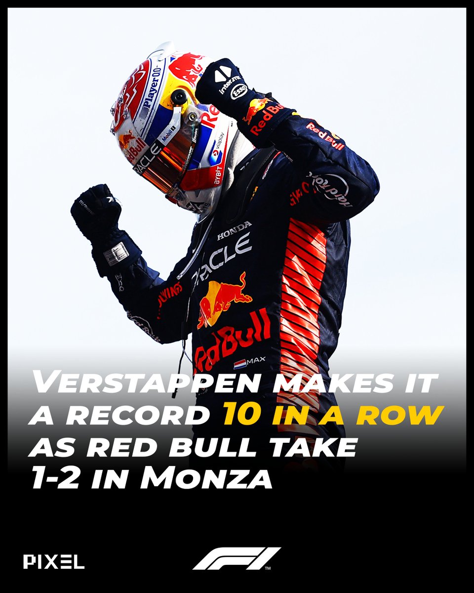 Max Verstappen and Red Bull make F1 history at The Italian Grand Prix🇮🇹🔥

Verstappen charges to Monza victory for a record-breaking 10th Formula 1 victories in a row!

🇺🇸🇲🇨🇪🇸🇨🇦🇦🇹🇬🇧🇭🇺🇧🇪🇳🇱🇮🇹

#ItalianGP #MonzaGP #redbullracing #MV1 #MV33 #GoMax #F1 #MaxVerstappen1 #MaxVerstappen33