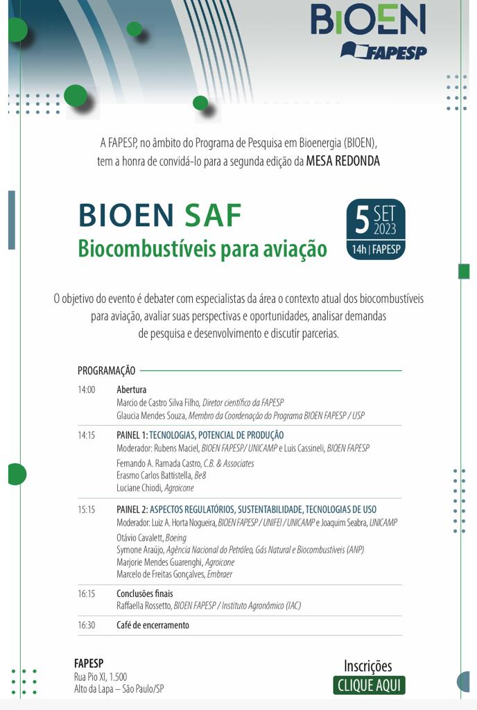 Dia 5 de setembro, a Fundação de Amparo à Pesquisa do Estado de São Paulo (FAPESP) realizará a mesa redonda BIOEN SAF - Biocombustíveis para aviação. A Agroicone participará de dois painéis desse evento. Saiba mais: fapesp.br/16261/bioen-sa…