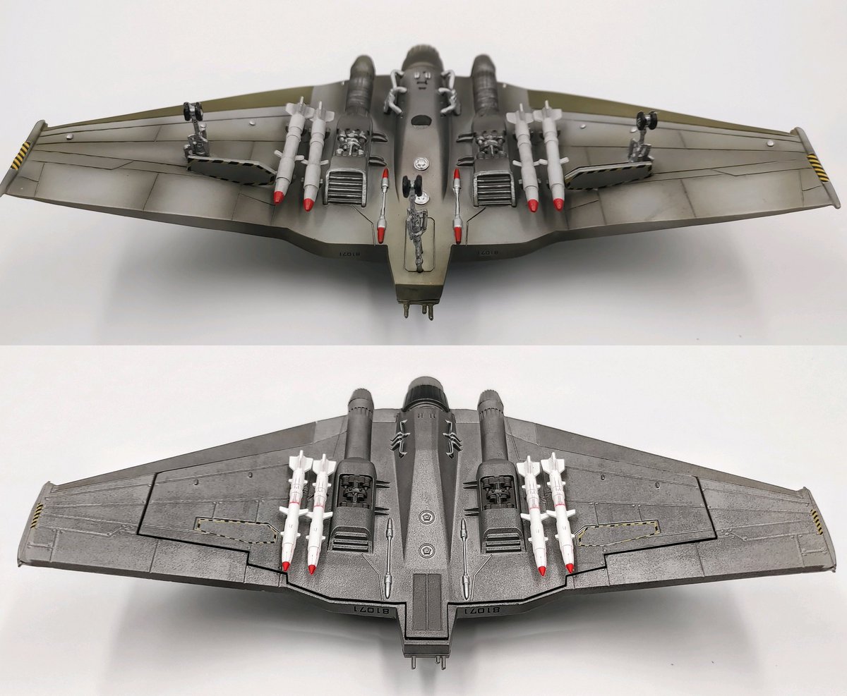 Tsudura_Tsukumo's tweet photo. 10年以上前にクアンタムメカニクスから発売されていたF-302との比較。(汚し塗装が入っている方がクアンタムメカニクス)
造形の細かさはお値段の差でしょうな。
ちなみにサイズが全く同じなのでイーグルモス用の台座がそのまま使える。
#スターゲイト #F302 https://t.co/8sOIPAk2D2